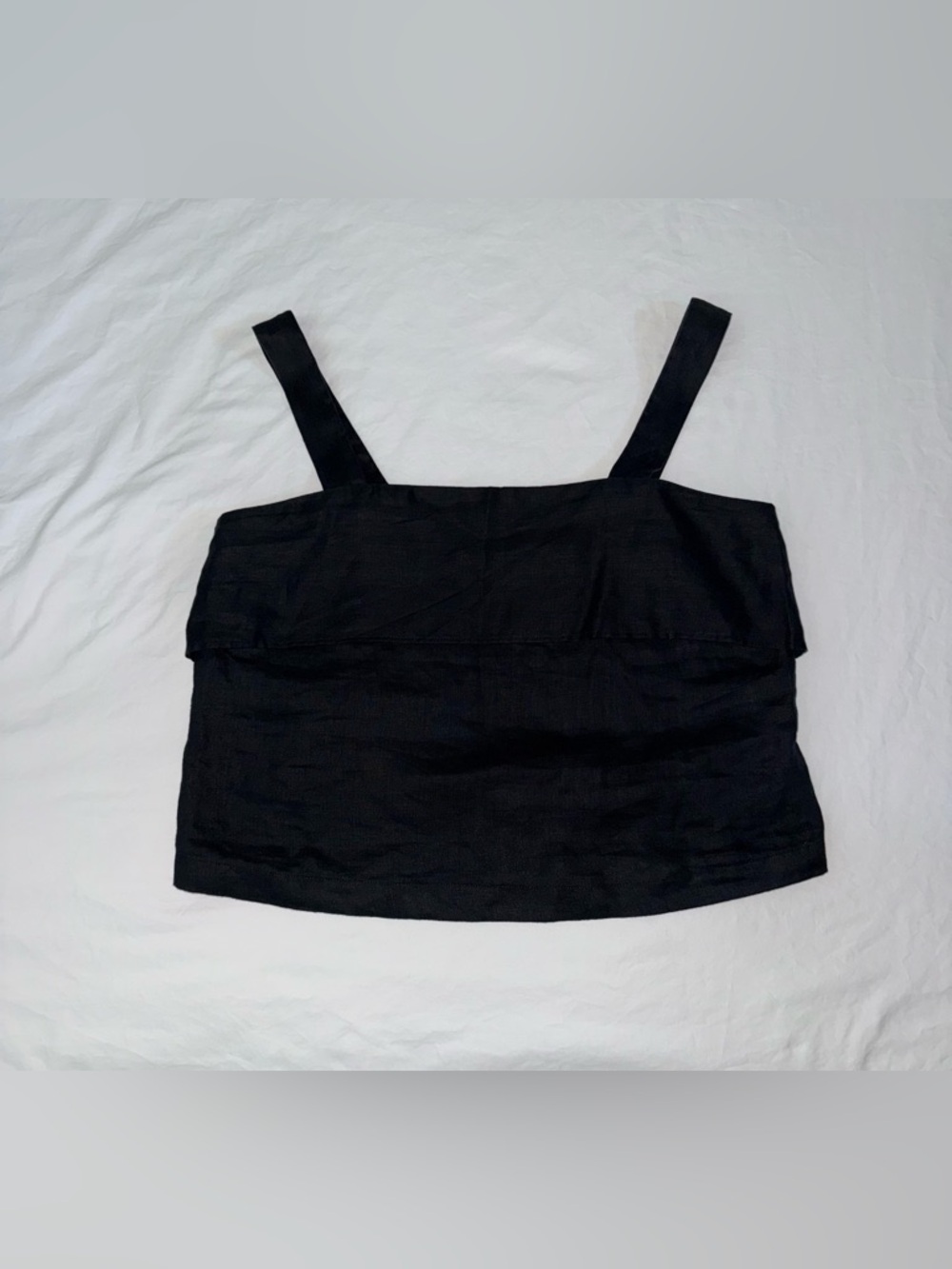 Banana Republic Black Linen Square-Neck Tank Camisole